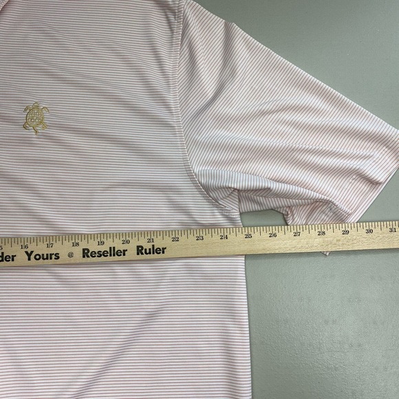 Peter Millar Summer Comfort Polo Shirt Men Extra Large Striped Orange White Logo - Picture 7 of 13